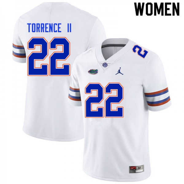 Women #22 Rashad Torrence II Florida Gators College Football Jersey White
